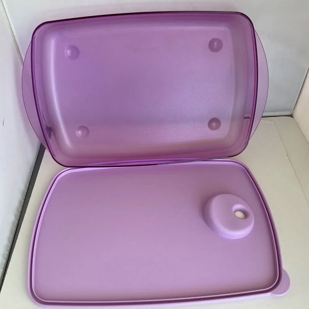 Tupperware ROCK N SERV lavener purple Rectangle 6 Cup 1.4L  3381B-1 / 3382A-2